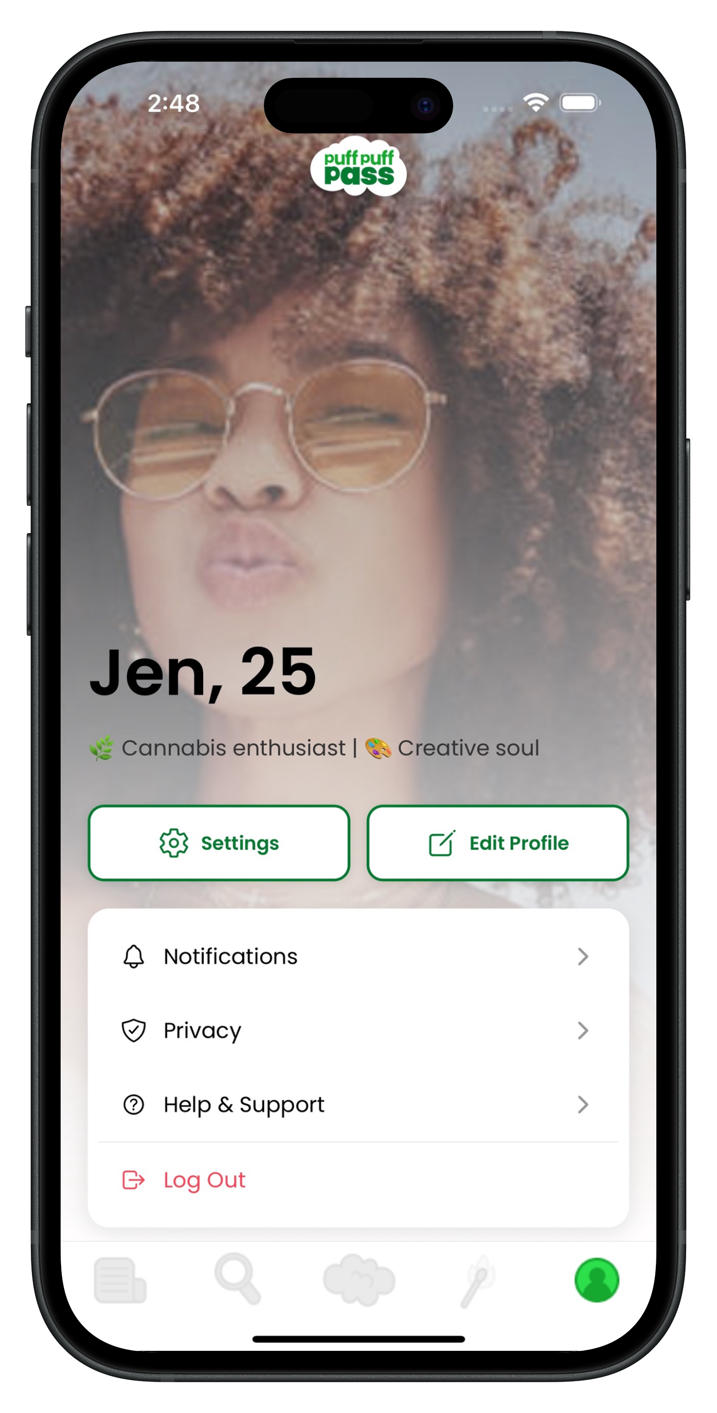 Puff Social User Profile